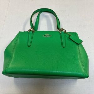 NWT Coach Small Crossbody Satchel Handbag Purse Green Pebbled Leather Purse.